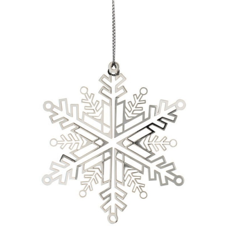 Flocon de neige design en métal couleur argent à accrocher
