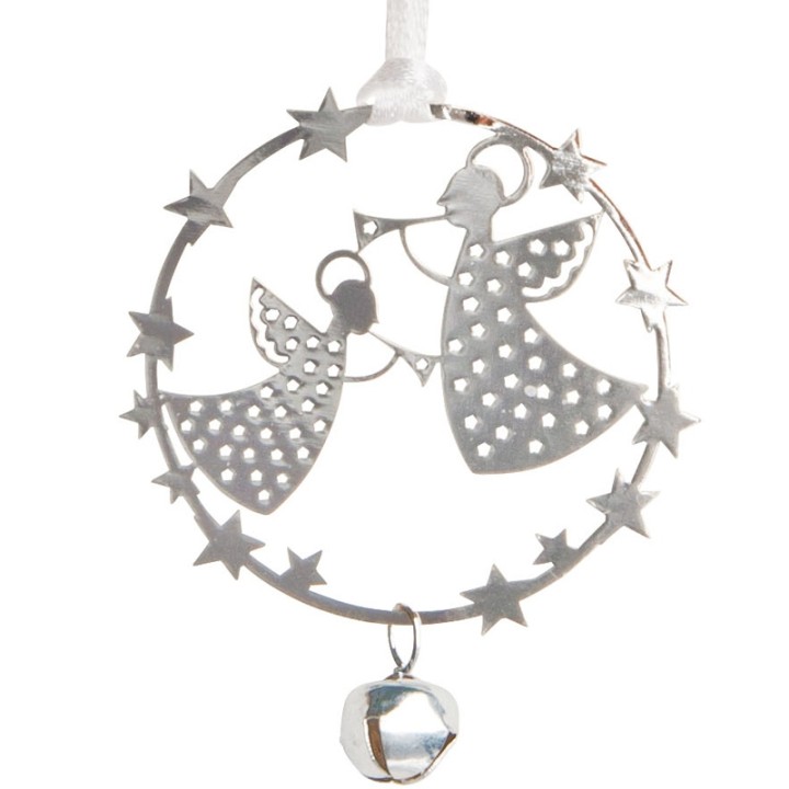 Anges de Noël design à suspendre argent 