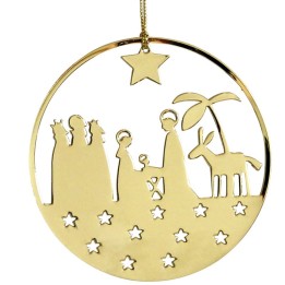 Crèche de Noël design dorée à suspendre