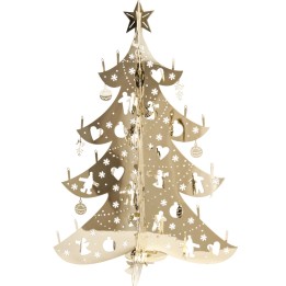 Sapin de Noël design, métal doré, 19 cm