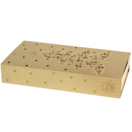 Etui doré motif sapin de Noël pour boite d'allumettes
