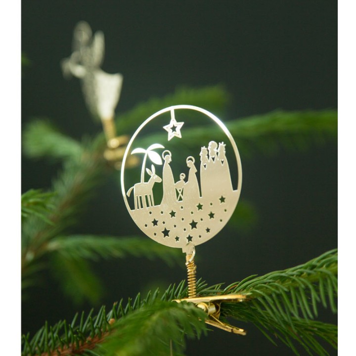 Crèche nativité à clipser sur le sapin de Noel 