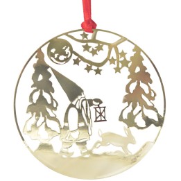 Déco sapin de Noël, lutin marchant dans la forêt