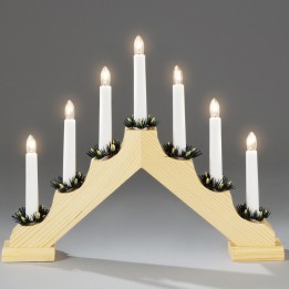 Chandelier de Noël en bois à bougie électrique, naturel