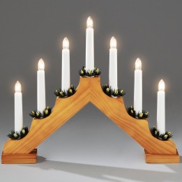 Chandelier de Noël en bois à bougie électrique, chêne