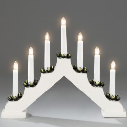 Chandelier de Noël en bois à bougie électrique, blanc