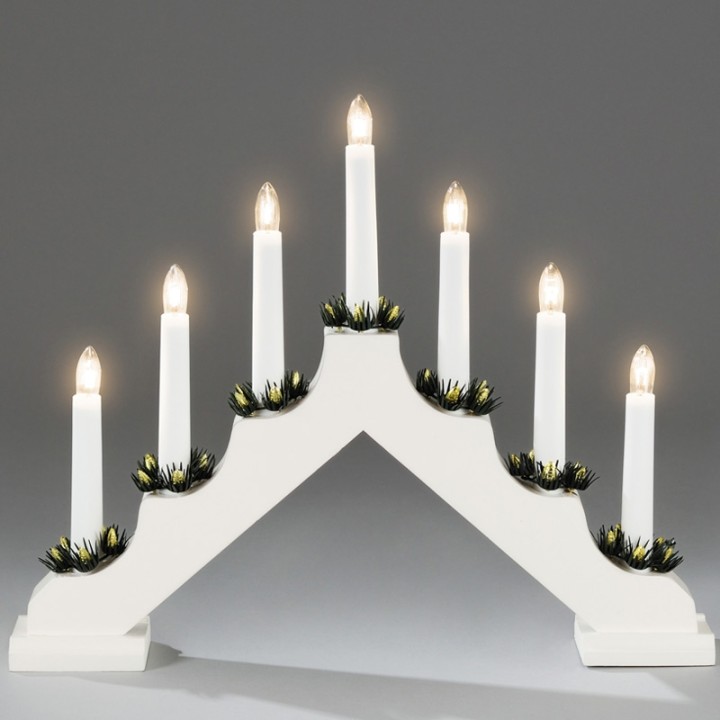 Chandelier de Noël en bois à bougie électrique, blanc