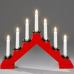 Chandelier de Noël en bois à bougie électrique, rouge
