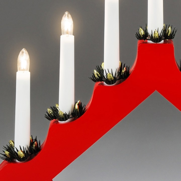 Chandelier de Noël en bois à bougie électrique, rouge