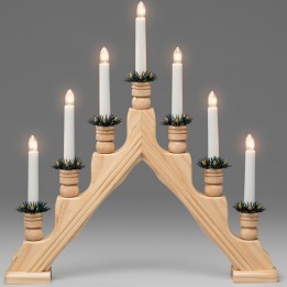 Chandelier à bougie électrique avec déco Noël, naturel