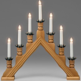 Chandelier à bougie électrique avec déco Noël, chêne