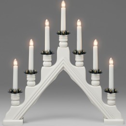 Chandelier à bougie électrique avec déco Noël, blanc