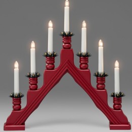 Chandelier à bougie électrique avec déco Noël, rouge