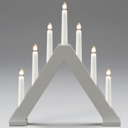 Chandelier en bois scandinave, laqué gris mat, 7 ampoules