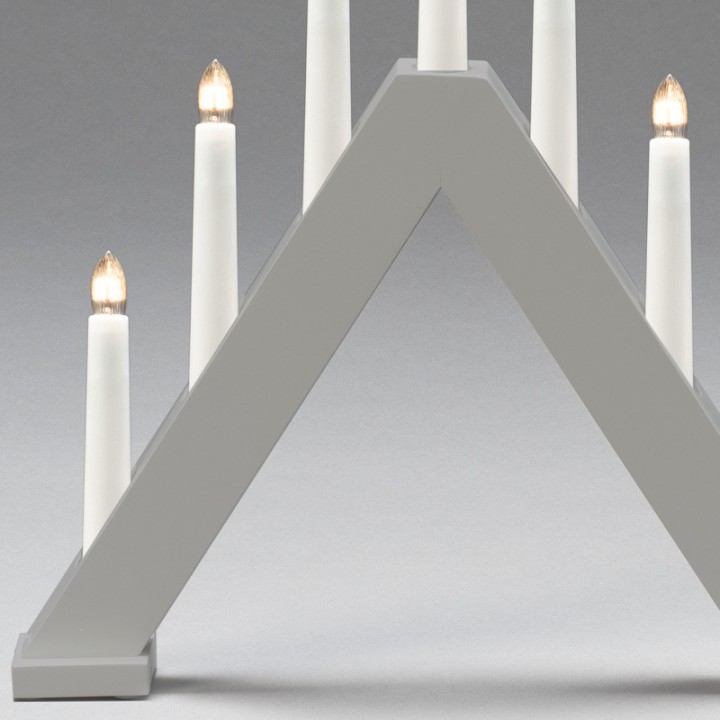 Chandelier en bois scandinave, laqué gris mat, 7 ampoules