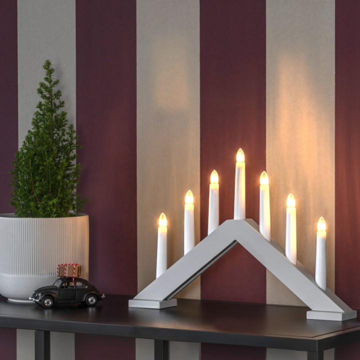 Chandelier scandinave en bois, laqué beige mat