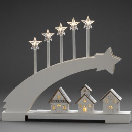 Silhouette en bois LED, étoile filante et village illuminé, 45 cm
