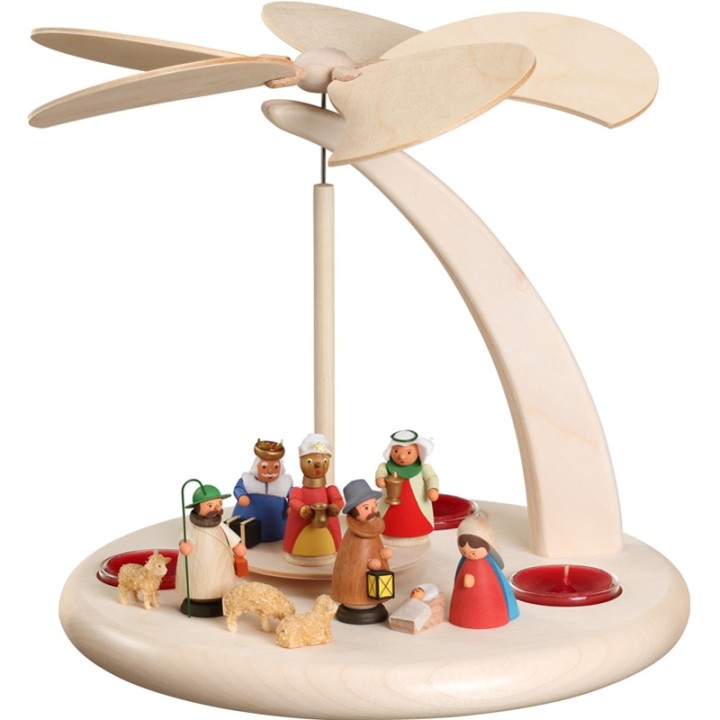 Crèche de Noël pyramide avec personnages en couleur