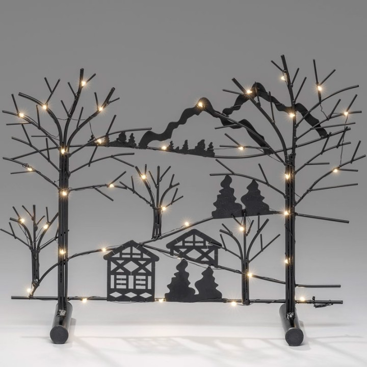 Chandelier de table en métal à LED, «forêt avec maisons"