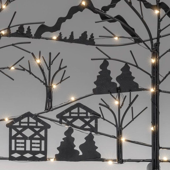 Chandelier de table en métal à LED, «forêt avec maisons"