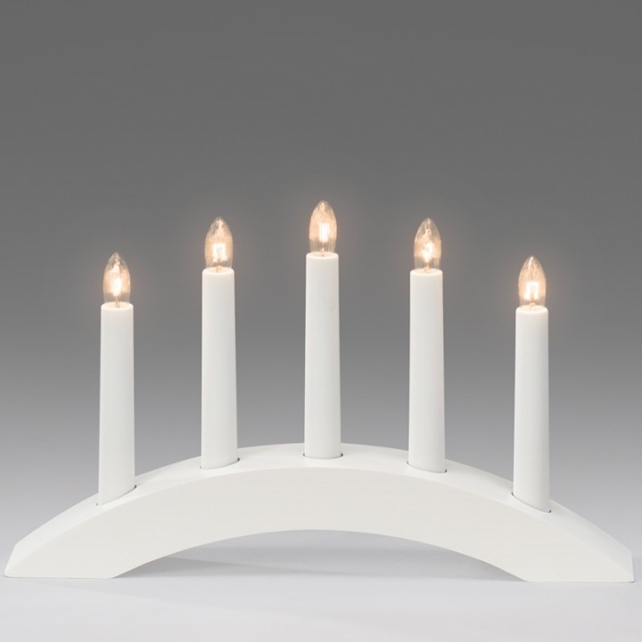 Chandelier scandinave en bois à bougie électrique, blanc