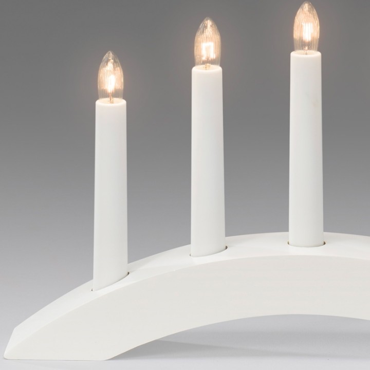 Chandelier scandinave en bois à bougie électrique, blanc