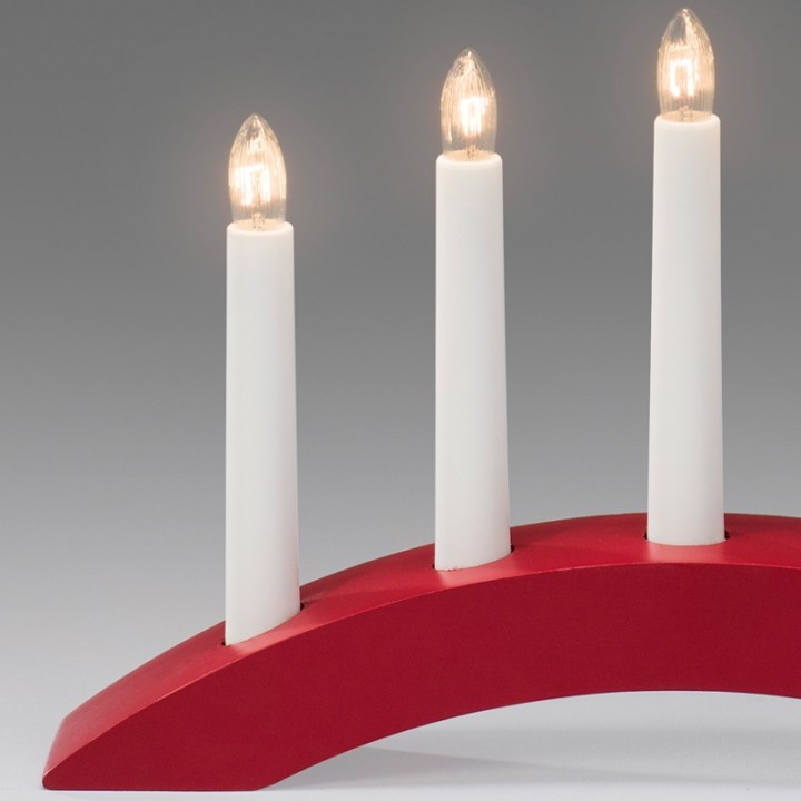 Chandelier scandinave en bois à bougie électrique, rouge