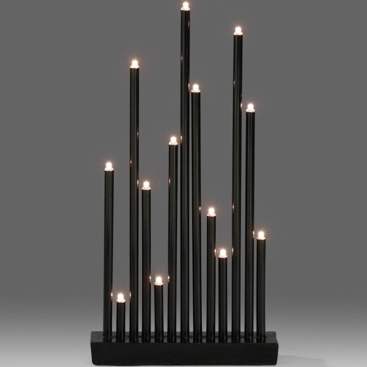 Chandelier design à LED en métal, laqué noir, 13 diodes