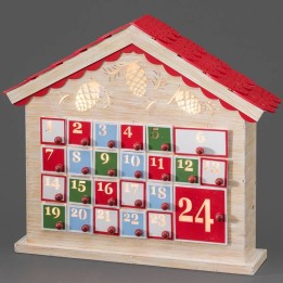 Calendrier de l'Avent en bois à LED avec 24 tiroirs