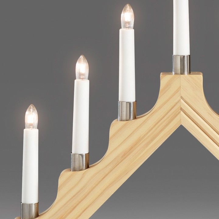 Chandelier de Noël électrique à 7 lampes, bois naturel