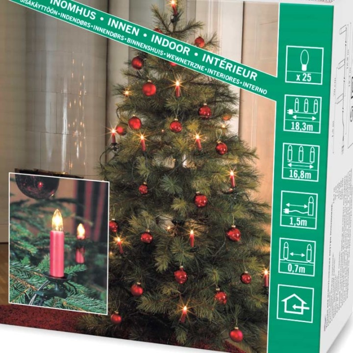 Guirlande pour sapin de Noël, "One String", 25 ampoules, rouge