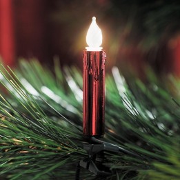 Guirlande pour sapin, givrées avec aspect cire, rouge, 20 ampoules