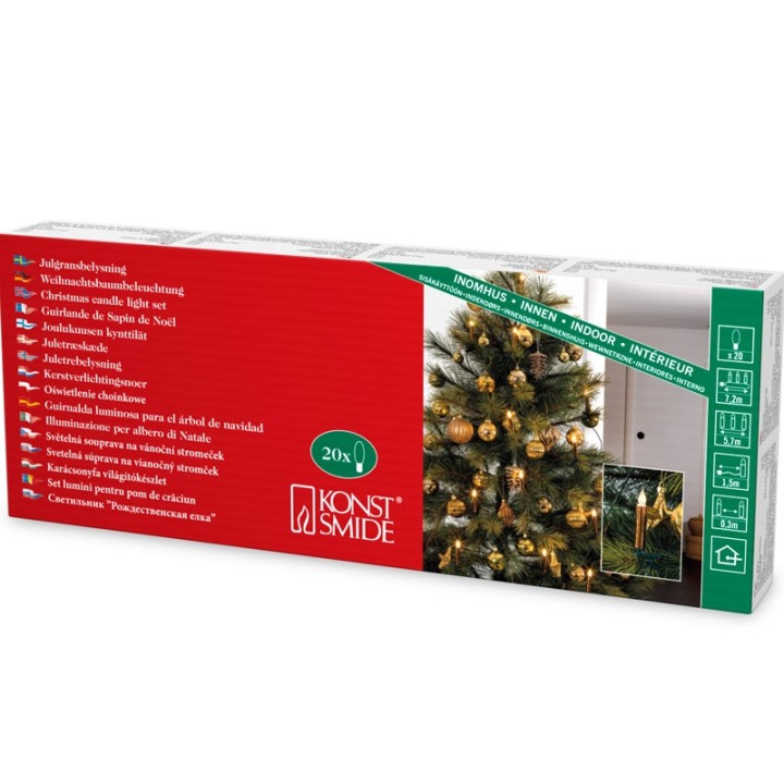 Guirlande pour sapin, givrées avec aspect cire, cuivré 20 ampoules 