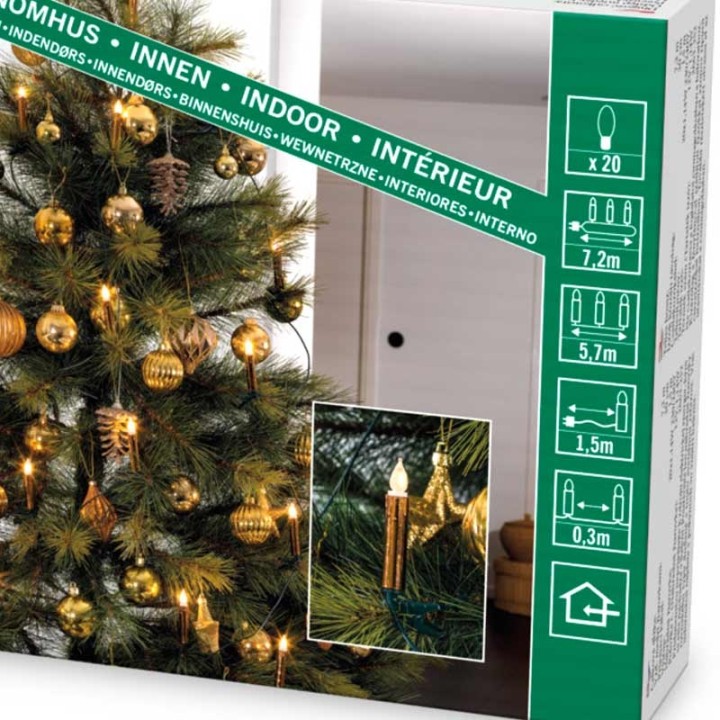 Guirlande pour sapin, givrées avec aspect cire, cuivré 20 ampoules 