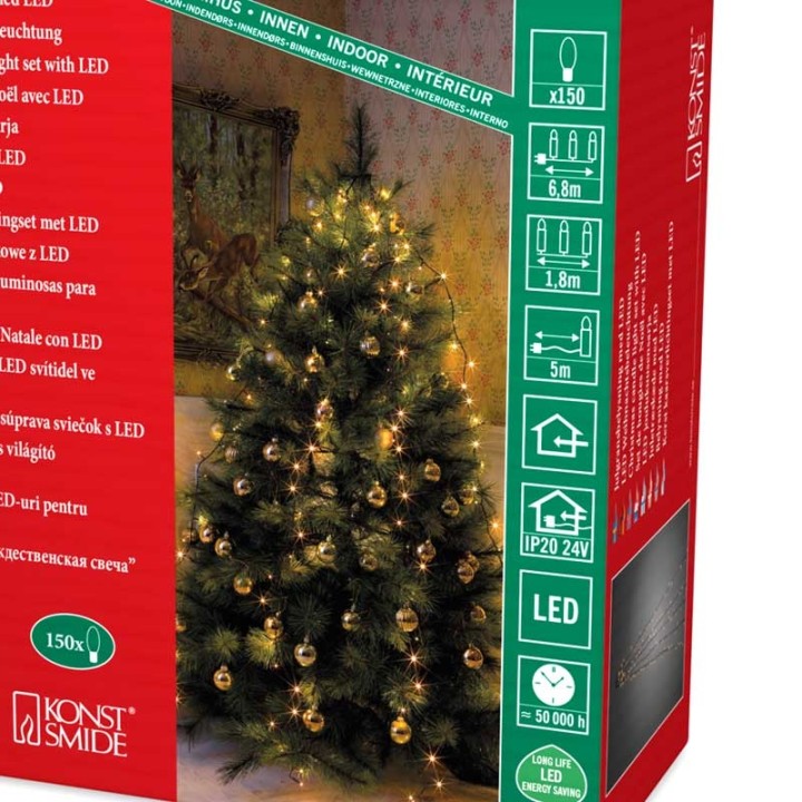 Voile guirlande pour sapin de Noël, 150 diodes LED 