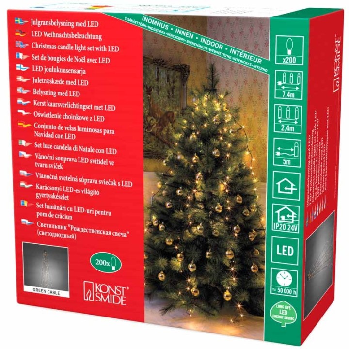 Voile guirlande pour sapin de Noël, 200 diodes LED 
