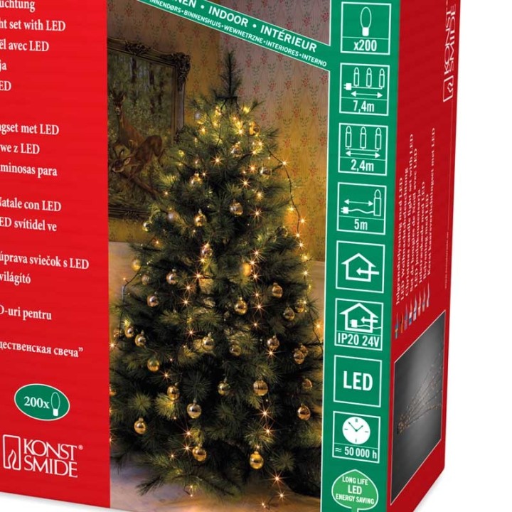 Voile guirlande pour sapin de Noël, 200 diodes LED 