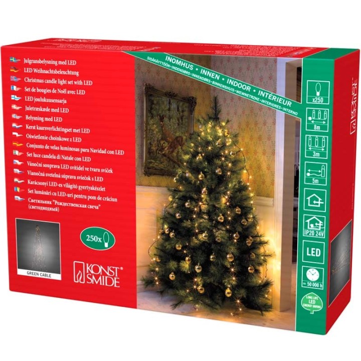 Voile guirlande pour sapin de Noël, 250 diodes LED 