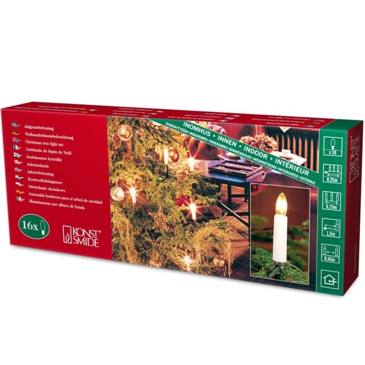 Guirlande pour sapin de Noël, 16 ampoules claires