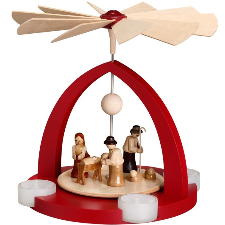 Pyramide nativité traditionnelle rouge rubis
