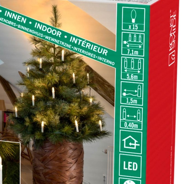 Guirlande lumineuse sapin de Noël, 15 ampoules LED