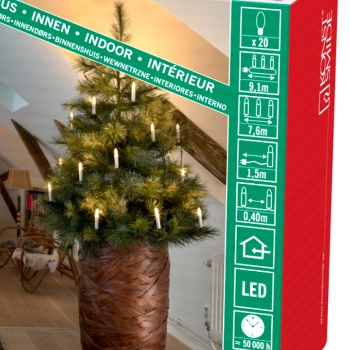 Guirlande lumineuse sapin de Noël, 20 ampoules LED