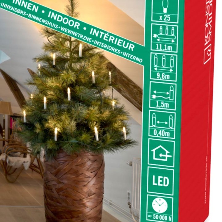 Guirlande lumineuse sapin de Noël, 25 ampoules LED
