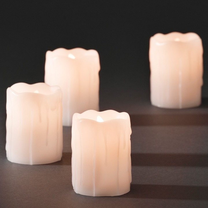 4 bougies LED en cire, blanc, 6,8 cm