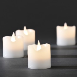 4 bougies LED en cire, blanc, 4,5 cm