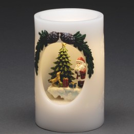 Bougie à LED Père Noël avec chien