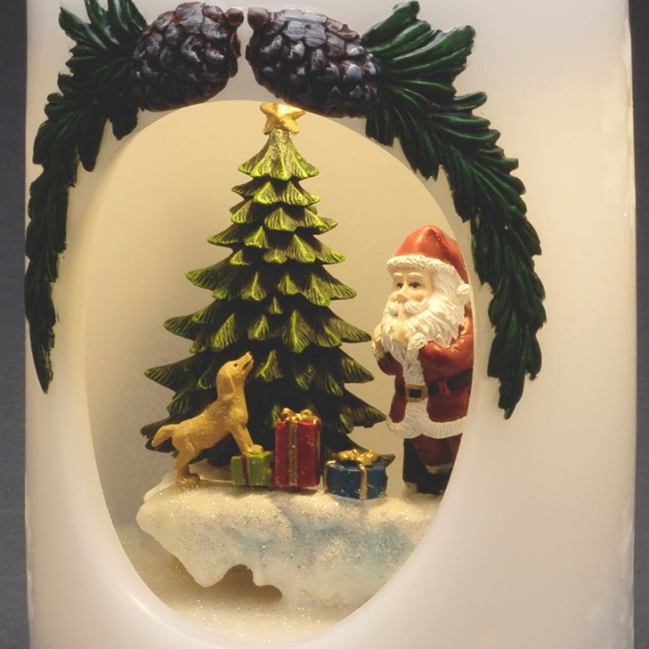 Bougie à LED Père Noël avec chien