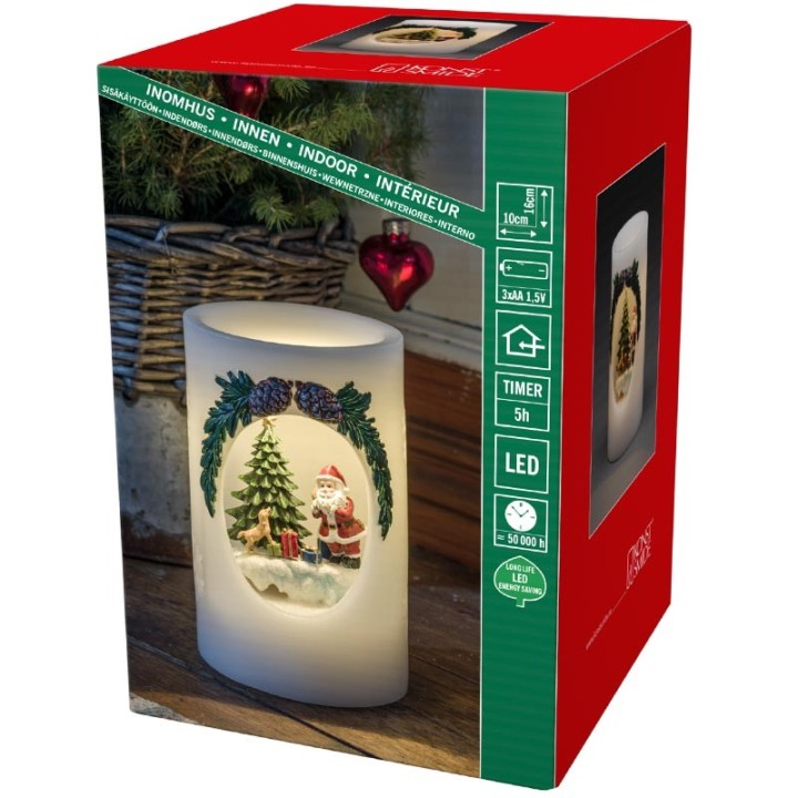 Bougie à LED Père Noël avec chien