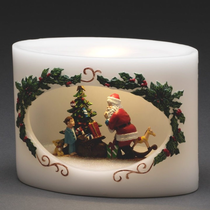 Bougie à LED Père Noël avec enfant