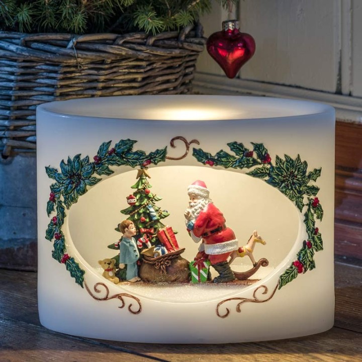 Bougie à LED Père Noël avec enfant